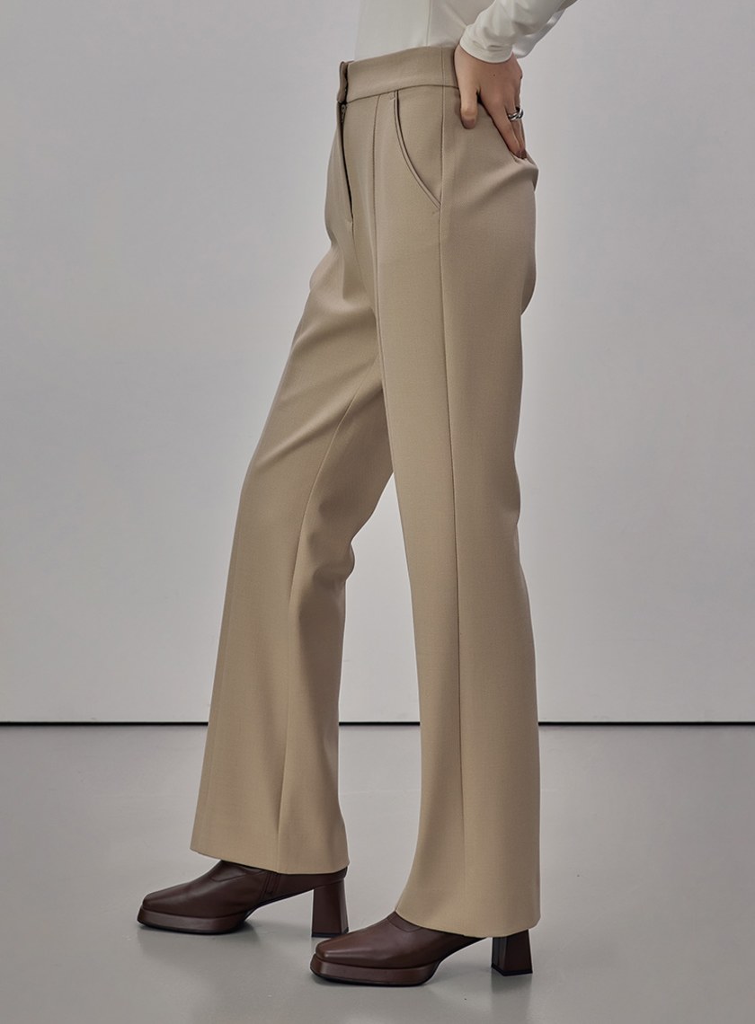 率性拼接微喇叭西裝褲